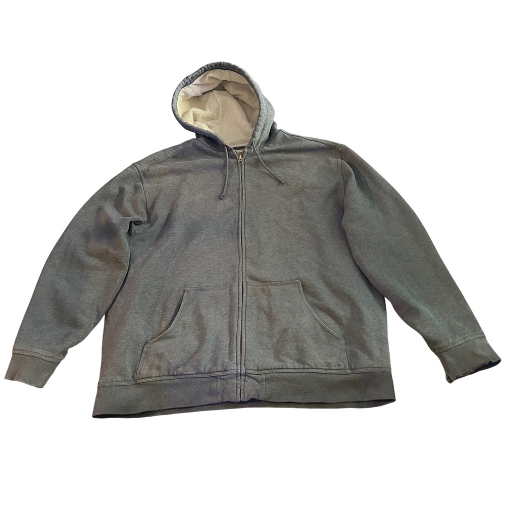 LL Bean Katahdin Iron Works Sherpa Lined Full Zip Hoodie Gray XL Tall
